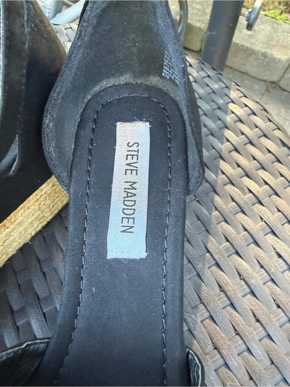 Steve Madden Black Suede Espadrille Ankle-Strap Platforms
